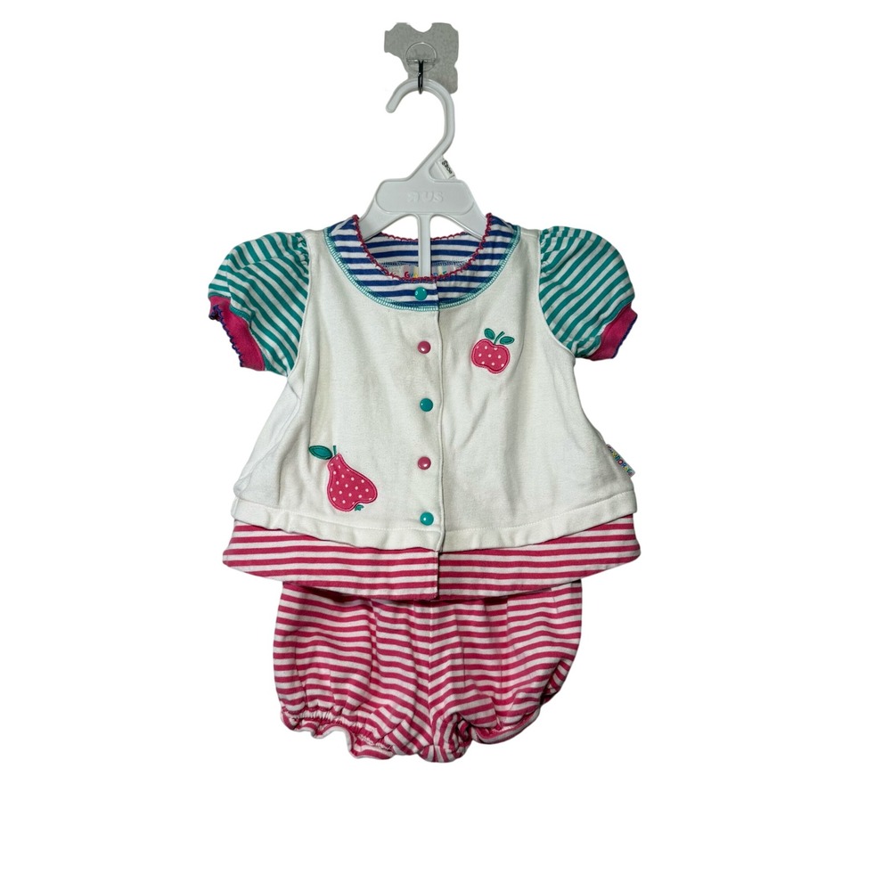 Vintage Rainbow Tag Gymboree 2pc Bloomer Set Baby Girl Ruffle Strawberry Patch